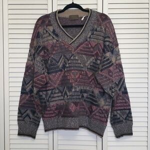 Vintage Bogner Wool Mohair V-neck Grunge Grandpa Gorpcore Sweater, Size L